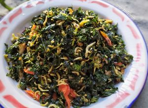 Foto resep Tumis daun pepaya + daun singkong teri medan