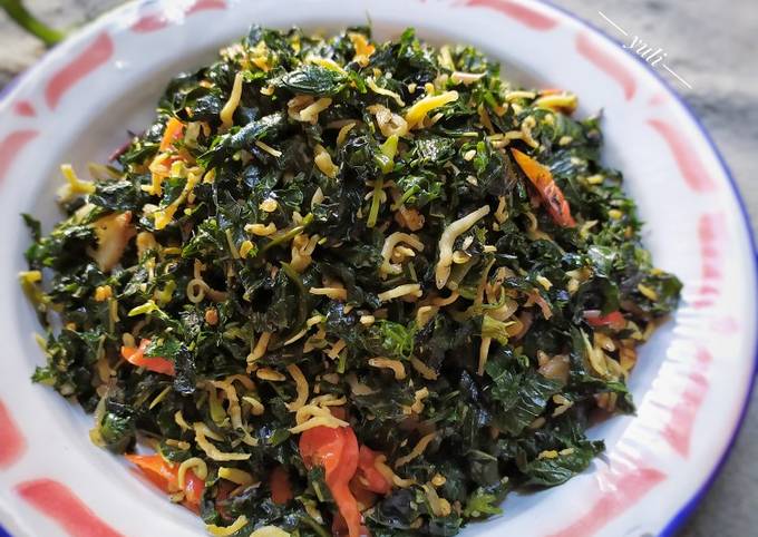 Resep Tumis daun pepaya + daun singkong teri medan yang Menggugah Selera