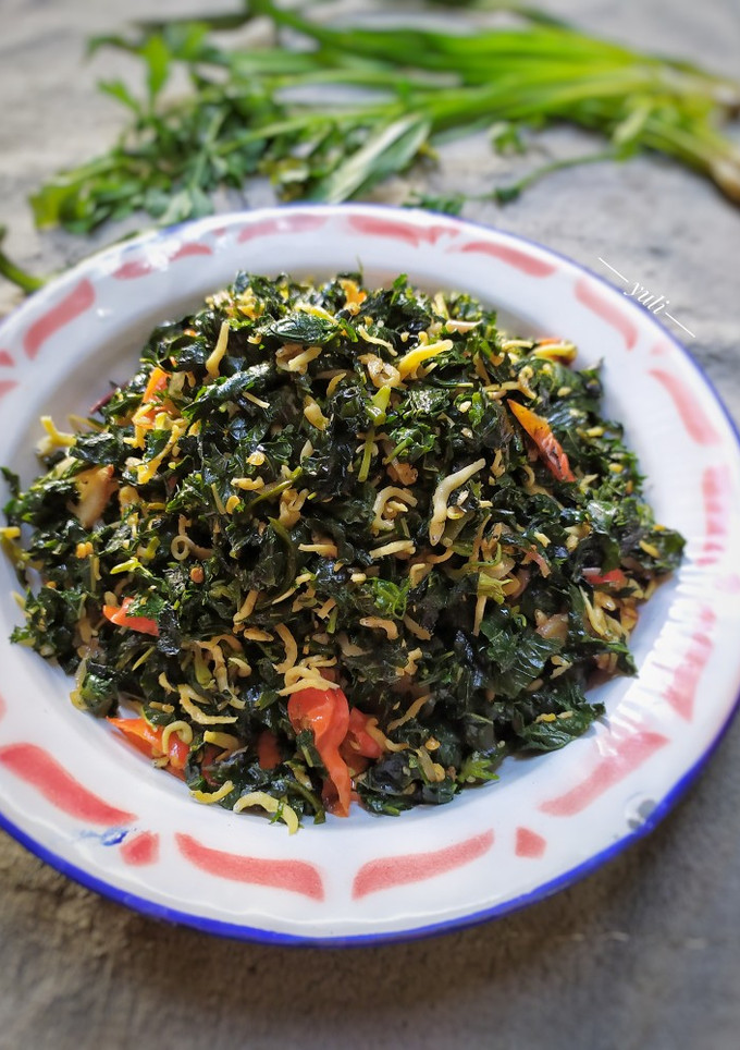 Foto resep Tumis daun pepaya + daun singkong teri medan