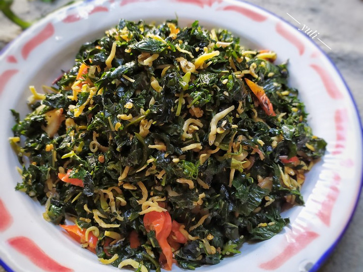 Resep Tumis daun pepaya + daun singkong teri medan yang Menggugah Selera