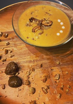 Une photo de Velouté butternut châtaignesUne douceur d’hivers à prolonger longtemps.