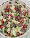 Summer Meat Salad with New Potatoes and Cucumbers