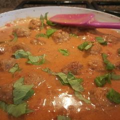 A picture of THAI Coconut curry turkey meatballs.