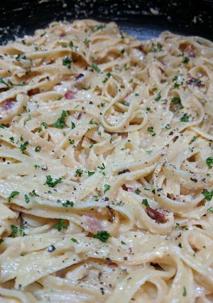 A picture of Fettuccini Carbonara.