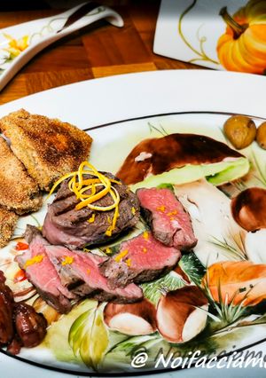 Foto di Filetto di Manzo Sous-Vide con Mazze di Tamburo e Castagne