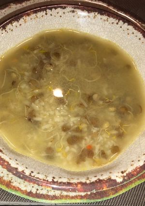 Una foto de Sopa de brotes de lentejas