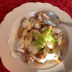 A picture of Moong daal dahi vada chaat.