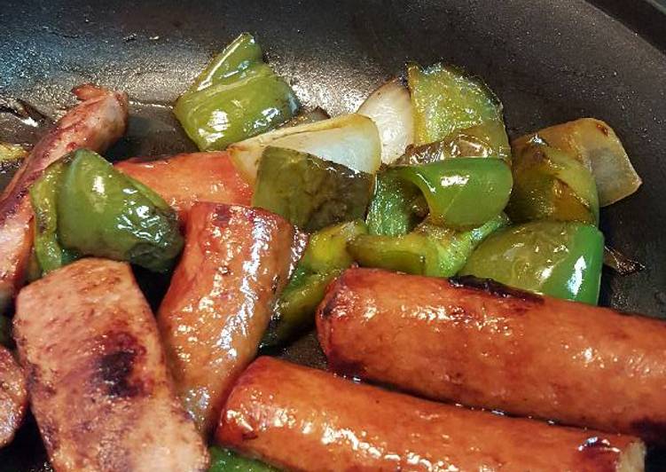 Steps to Make Quick Sausage, peppers, and onions