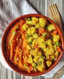 Coliflor al curry con puré de boniato