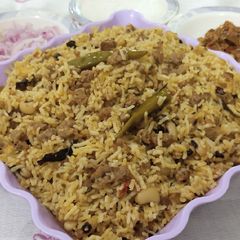 A picture of Black Eye Beans & Mince Rice.