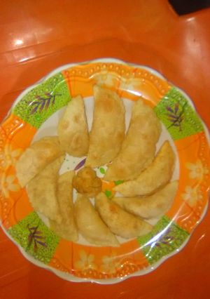 A picture of Shahi stuffed coconut Jaggery khaja gujiya recipe.