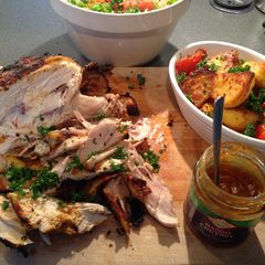 A picture of Jamie Oliver's Empire Chicken with Bombay-style Roast Potatoes.