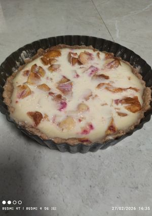 Una foto de Kuchen de durazno
