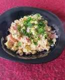 Huevos revueltos con jamón y ajo