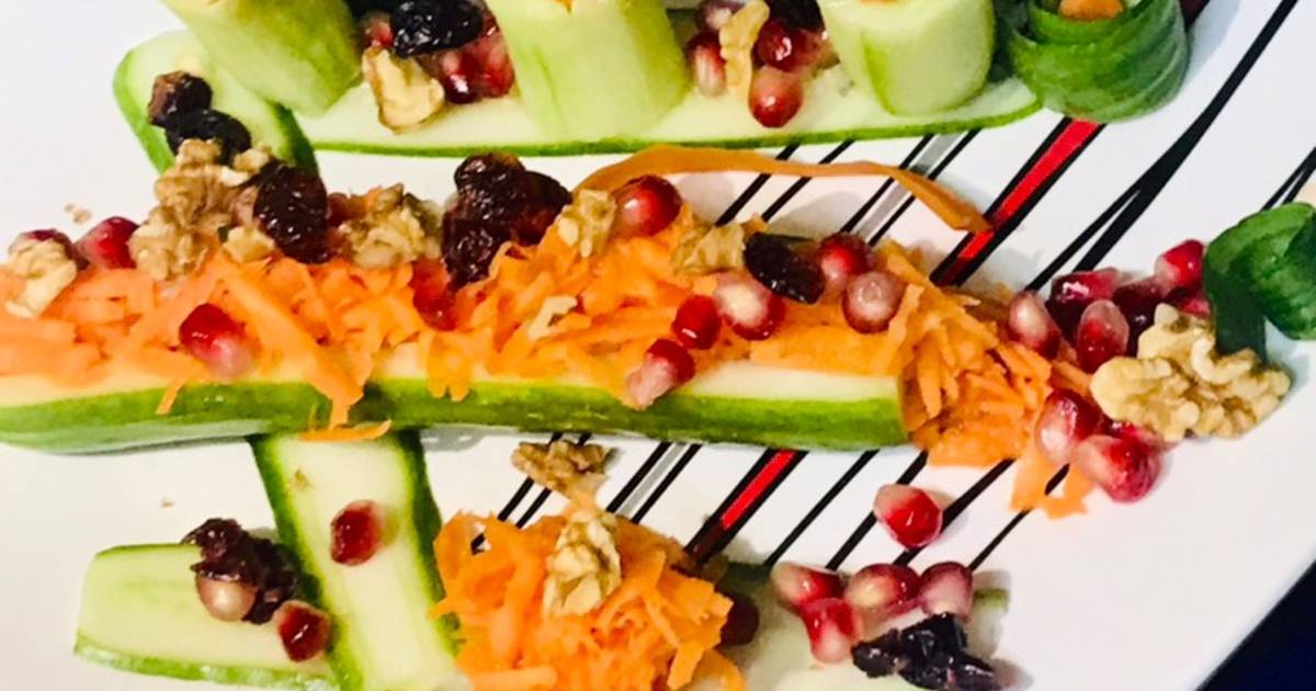 Salad with richness of walnuts & dried cranberries Recipe by DROOLSOME