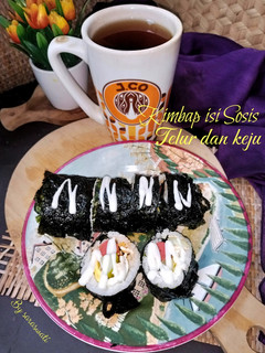 Foto resep Kimbab/sushi isi Sosis, Telur dan Keju