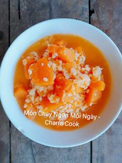 Hình của món Bí đỏ nấu đậu xanh chay.