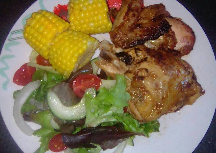 Fried chicken with veggies