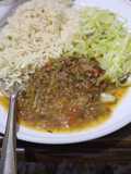 Rice with ndengu and steamed cabbage