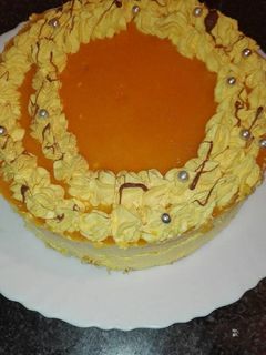 Una foto de Tarta de mus de melocotón