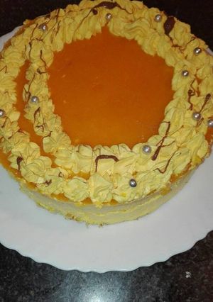 Una foto de Tarta de mus de melocotón