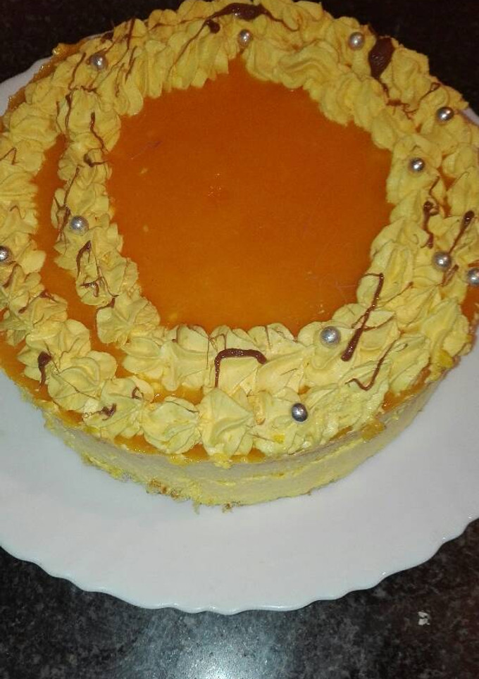 Una foto de Tarta de mus de melocotón