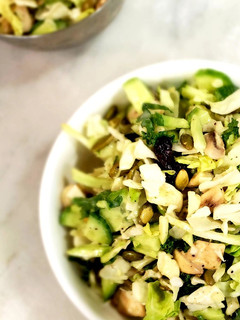 A picture of Sweet kale and raw mushroom salad.