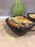 Gratin chayote (ou chouchou) patate douce bacon