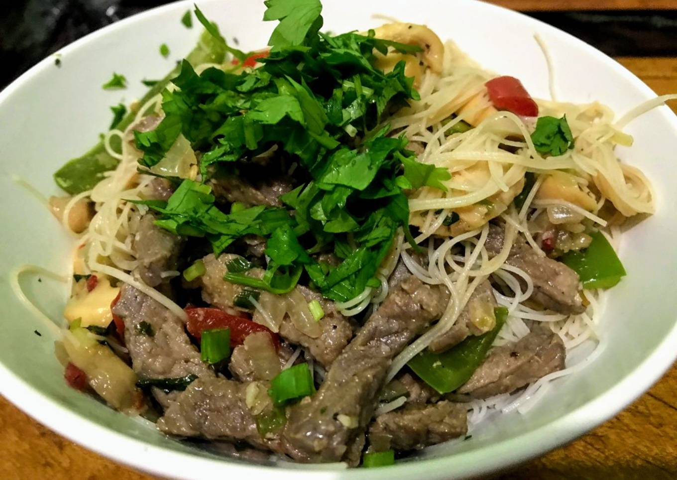 Carne mongoleana al merkén con champiñones