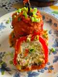 Pimientos rojos rellenos con tortilla de patatas