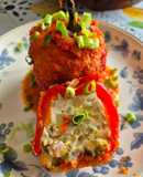 Pimientos rojos rellenos con tortilla de patatas