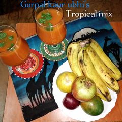 Tropical mix juice 🍉🍊🥭🍍🍌 A picture of Tropical mix juice 🍉🍊🥭🍍🍌.