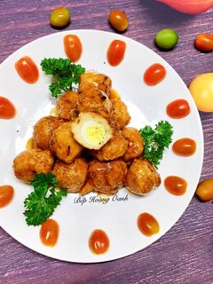 Hình của món Chả Cá Viên Trứng Cút Sốt Dầu Hào.