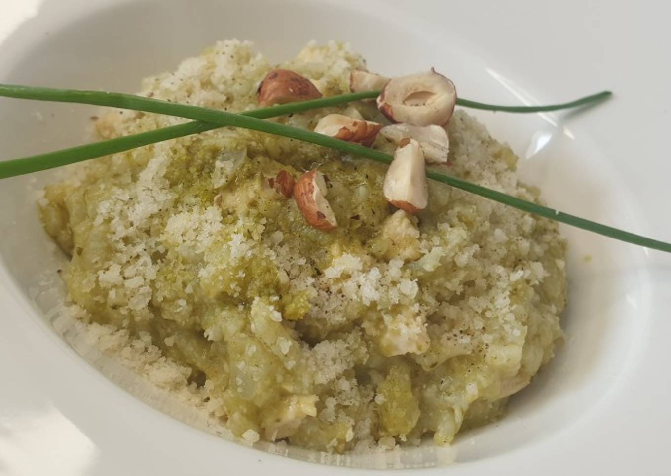 Risotto de pesto / poulet /parmesan