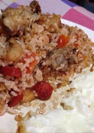 A picture of Tasty Breakfast Fried Rice using Leftovers -leftover ideas.