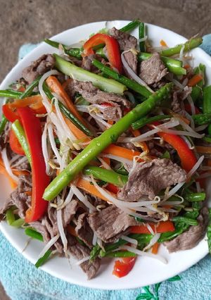 Hình của món Thịt bò xào ngũ sắc.
