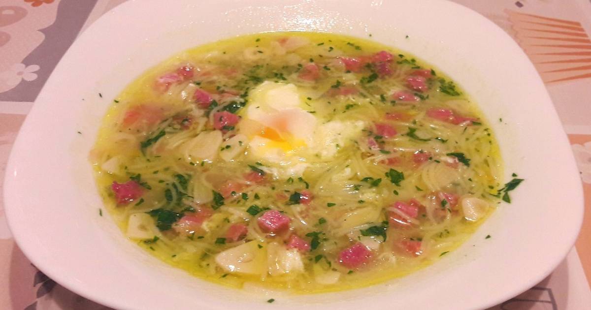 Sopa de jamón y huevo Receta de Ali :)- Cookpad