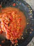 Chili Sauce with Kaffir lime leaves (Sambal jeruk purut)