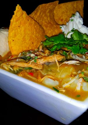 A picture of Mike's Spicy Green Chilie Chicken Stew.
