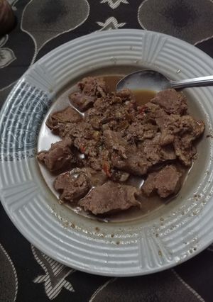 A picture of Pepper soup with low-cost beans.