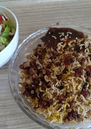 عکسی از دستور عدس پلو با کشمش
