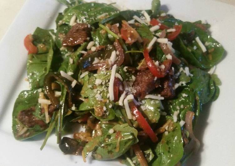 Simple Way to Make Super Quick Homemade Steak &amp; Spinach Salad w/ Mole Dressing