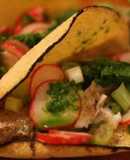 Fish Tacos with Salsa Verde and Radish Salad