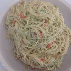 A picture of Spaghetti with avocado.