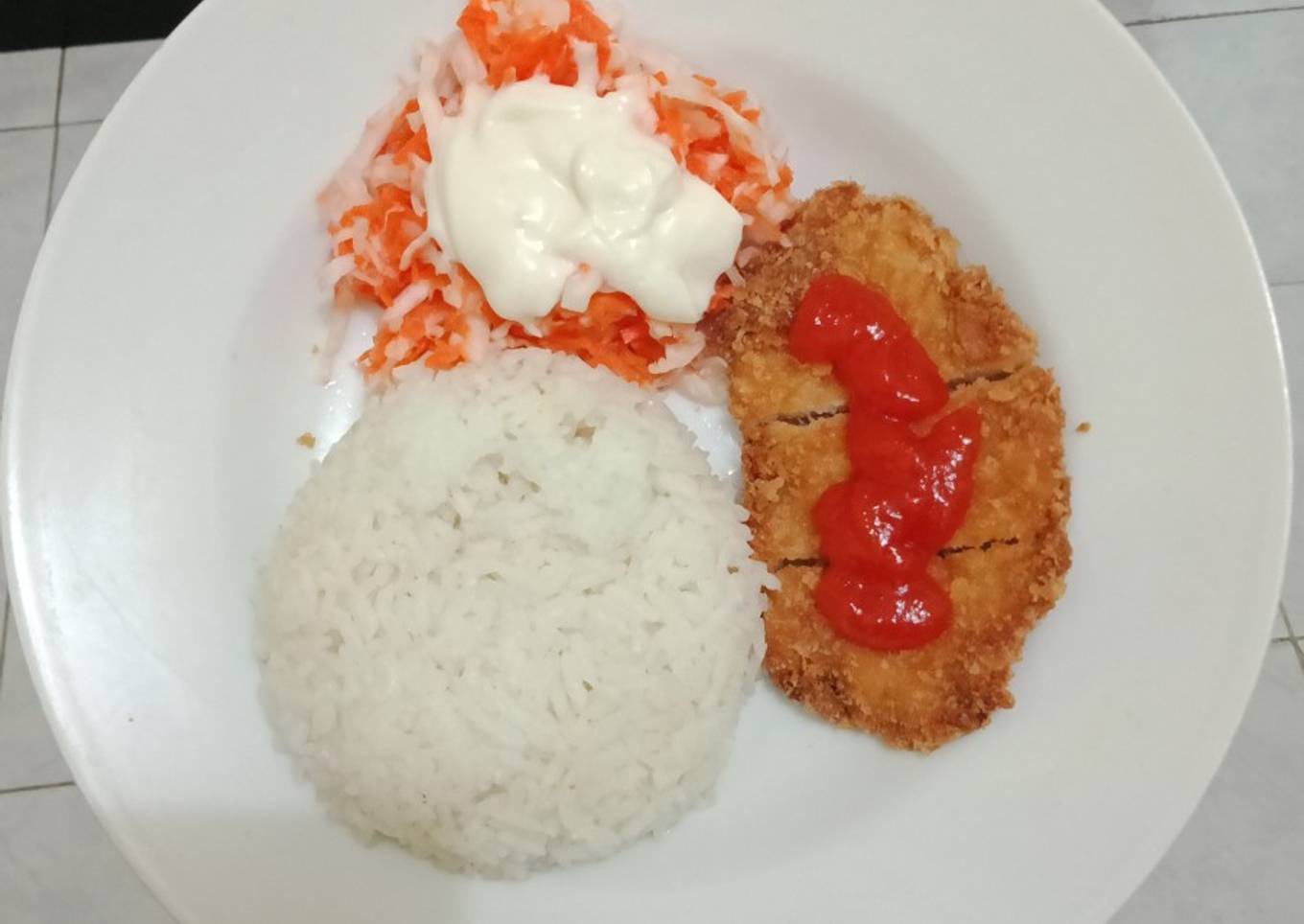 Chicken katsu + salad ala hokben - resep kuliner nusantara
