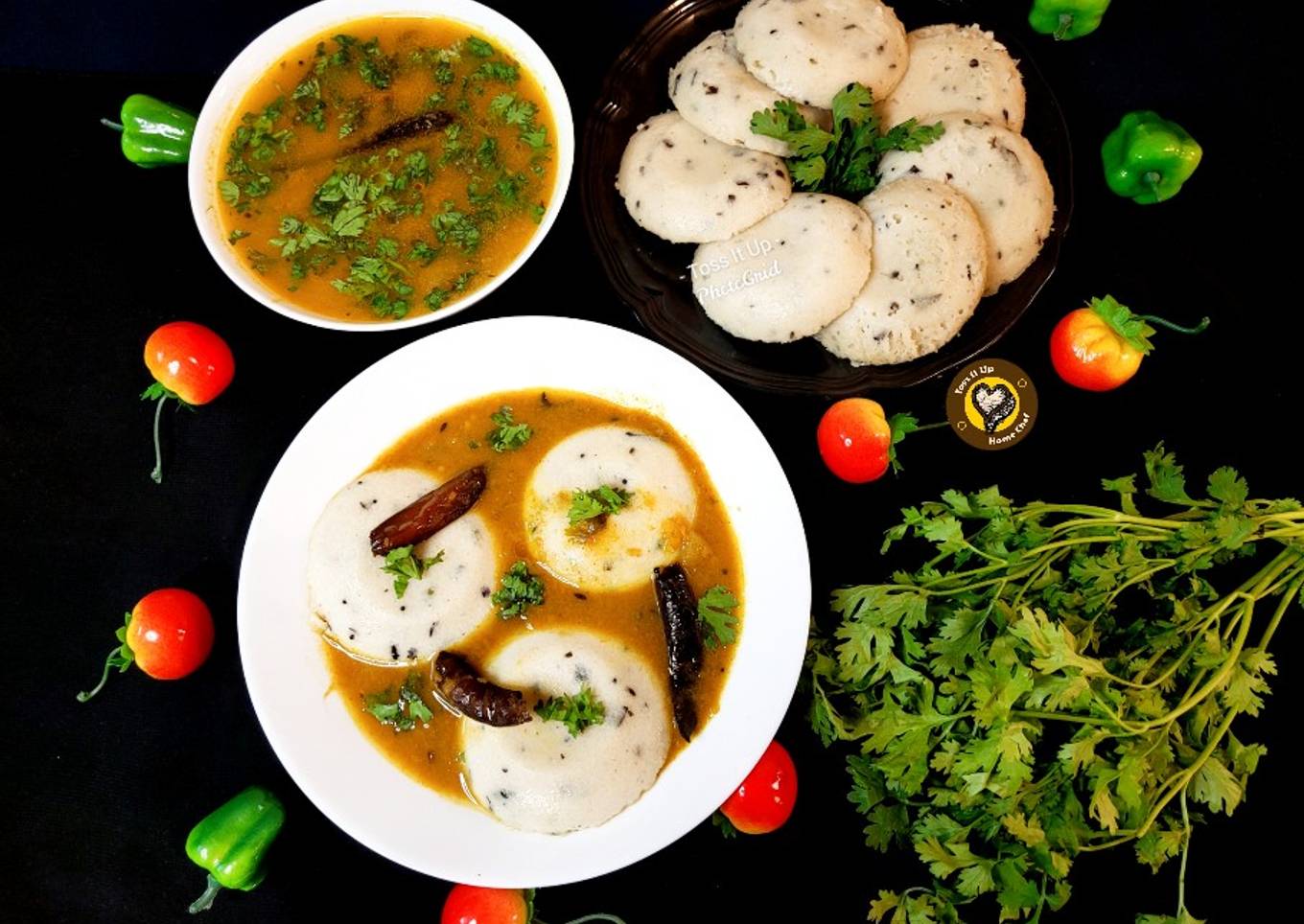 No Onion And Garlic Sambar With Instant Poha Idli