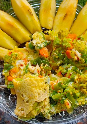 A picture of Vegetable egg cake.