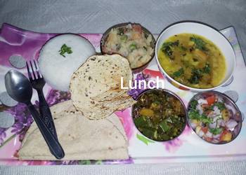 Without Fail Make Recipe Fry dal masala bhindi boiled rice potato Chokha salad papad Yummy