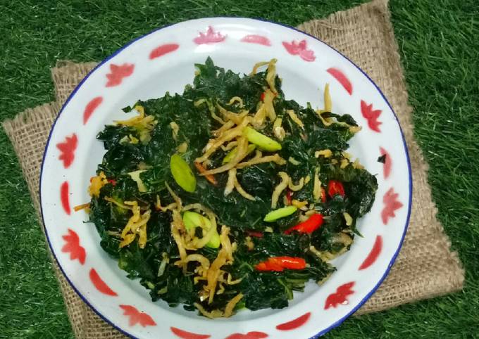 Resep Oseng teri pete daun pepaya jepang Anti Gagal