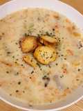 Chicken, Beef, and Vegetable Soup with Avgolemono